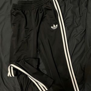 Black Adidas Track Pants - Open Bottom